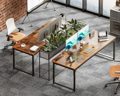 Coleshome 71 Inch Computer Desk with USB Ports, Large Office Desk, Long Study Student Writing Desk, Rustic Brown - color: Rustic Brown, size: 71 Inches