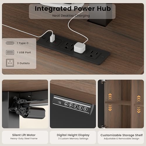 ModernMate L Shaped Electric Standing Desk with Drawers & Power Outlets