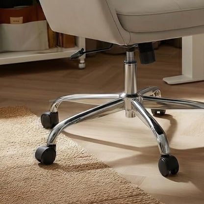 COLAMY Ellis High-Back Home Office Desk Chair, Leather Executive Chair with Integrated Armrests, Khaki - color: Khaki