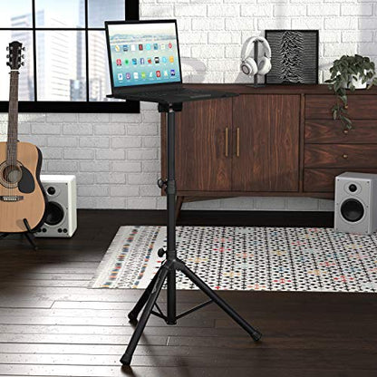 Amazon Basics Adjustable Height Portable Laptop Tripod Stand for Workstation, DJ Equipment, Projector, or Mixer, Black