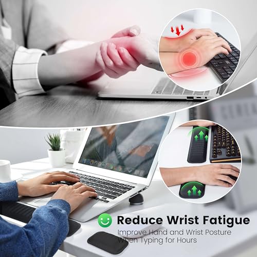 MEKASS Ergonomic Wrist Rest for Keyboard and Mouse, Soft Memory Foam Keyboard Wrist Rest Set with Non-Slip Silicone Base, Easy Typing, Pain Relief, Comfort for Office, Work, Gaming (Pink) - style: Pink