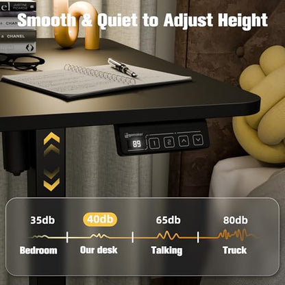 55"x24" Standing Desk, Height Adjustable Sit-Stand Home Office, Black | Electric Adjustable Standing Desk, Sit to Stand Computer Office Desk with Splice Board, Memory Preset, Lifts 28.7''-46.5" - color: Black Frame-black, size: 55-inch