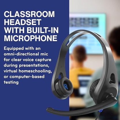TWT Audio Ergo TW110 Premium On-Ear Headset - 3.5mm Jack | Wired Headphones, Noise Reducing Microphone, For Classrooms, School, Students, & Teachers, Universal Device Compatibility - style: 3.5mm Jack
