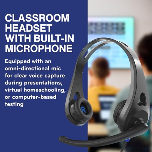 TWT Audio Ergo TW110 Premium On-Ear Headset - Classroom Headset 20 Pack | Wired Headphones, Noise Reducing Microphone, For Classrooms, School, Students, & Teachers, Universal Device Compatibility - style: 3.5MM 20 Pack (TW110)