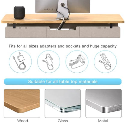 No-Drill Under Standing Desk Cable Management,31.5" L,Beige - color: Beige, size: 31.5"