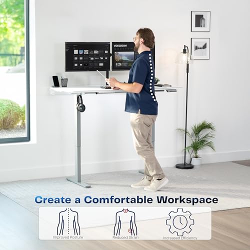VIVO White 60 x 30 in Standing Desk, DESK-KIT-1G6-P3W - color: White Top / Gray Frame, size: 60 x 30