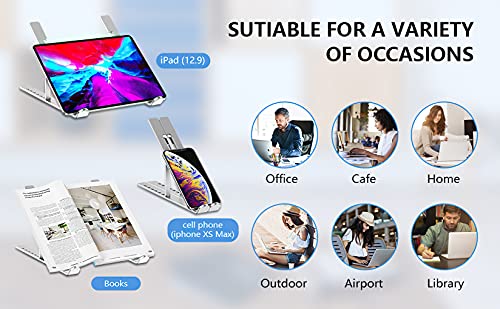 Laptop Stand, Adjustable Aluminum Foldable Portable Holder, Upgrade Whole Anti-Slip Silicone Pad, Laptop Riser for Desk Compatible with MacBook Air Pro/iPad, Lenovo and More 10-15.6” Tablets