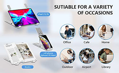 Laptop Stand, Adjustable Aluminum Foldable Portable Holder, Upgrade Whole Anti-Slip Silicone Pad, Laptop Riser for Desk Compatible with MacBook Air Pro/iPad, Lenovo and More 10-15.6” Tablets