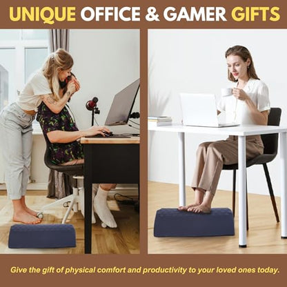 Foot Stool Under Desk, Ergonomic Foot Rest Under Desk Pillow for Improved Posture, Work from Home Essentials & Gaming Desk Accessories, Versatile Footrest for Couch, Office & Car with Massage Texture