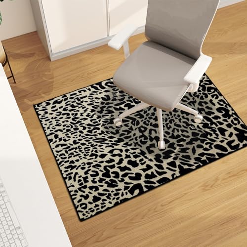 Office Chair Mat for Hardwood Floor, 48"x36" Easy Glide Computer Desk Mat Protector for Rolling Chair Under Desk Rug Nonslip Backing, Machine Wash, (Modern) - color: Beige Leopard, size: 36"x48"
