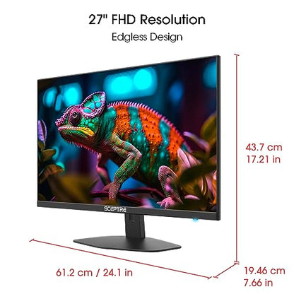 Sceptre 27-inch Prime Gaming Monitor 100Hz 1ms DisplayPort HDMI x2 100% sRGB AMD FreeSync Build-in Speakers, Eye Care Frameless Machine Black 2025 (E275W-FW100T Series) | 100Hz 1ms DisplayPort HDMI x2 100% sRGB AMD FreeSync Build-in Speakers, Eye Care Fra