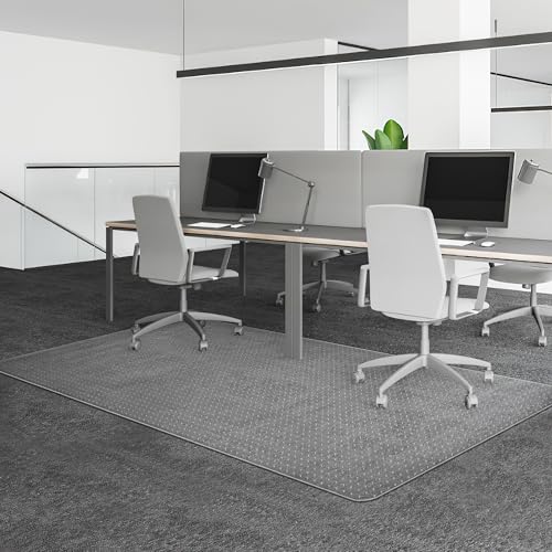 BesWin Office Chair Mat for Carpeted Floors, 46'' x 96'' Large Desk Chair Mat for Low Carpets, Premium Quality Hard Carpet Protector for Work, Home, Gaming, Easy Glide and Flat Without Curling - size: 46" X 96" Rectangle