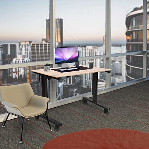 Stand Up Desk Store Crank Adjustable Height Rolling Standing Desk (Black Frame/Natural Walnut Top, 48" Wide) - color: Black Frame/Natural Walnut Top, size: 48 Inches Wide