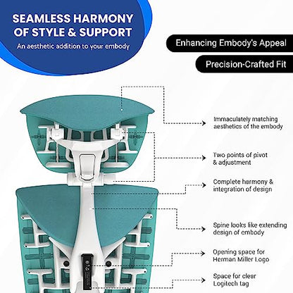 OFFICE LOGIX SHOP Embody Headrest Compatible with Herman Miller Embody Chair (Galaxy Fabric/White Frame) - color: Galaxy Fabric/White Frame