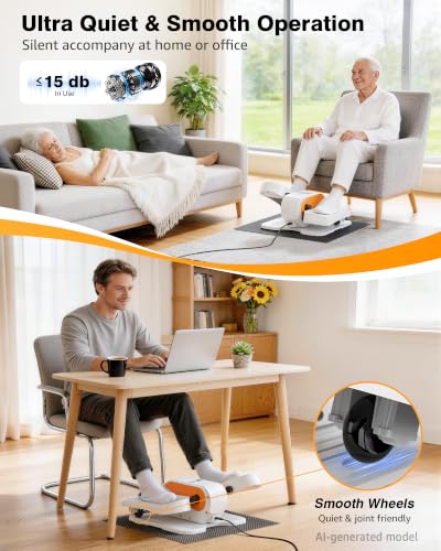 Under Desk Elliptical Mini Electric Leg Exerciser While Sitting for Seniors - color: White