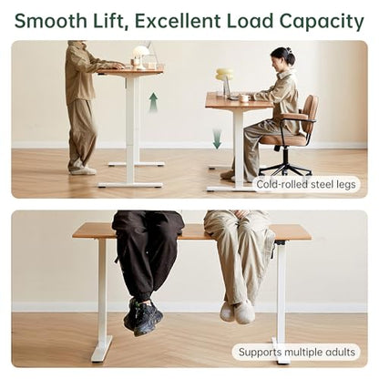 Electric Standing Desk, Height Adjustable Sit Stand Up Solid Wood Home Office Computer Desk, for Study Gaming Writing Study Bedroom Rising Desks 47.24" W - color: Natural Wood-electric Height Adjustable, size: 47.24"W
