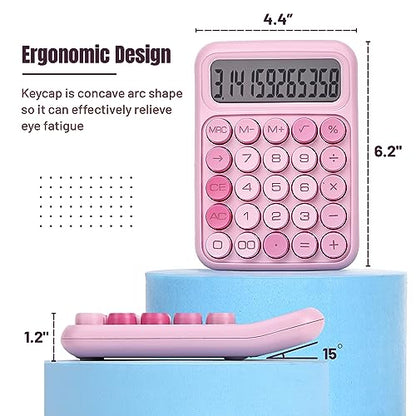 Mr. Pen- Mechanical Switch Calculator, 12 Digit Large LCD Display, Pink | With Big Buttons, Mechanical Switch Calculator for Home, School, Office - color: Pink