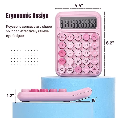 Mr. Pen- Mechanical Switch Calculator, 12 Digit Large LCD Display, Pink | With Big Buttons, Mechanical Switch Calculator for Home, School, Office - color: Pink