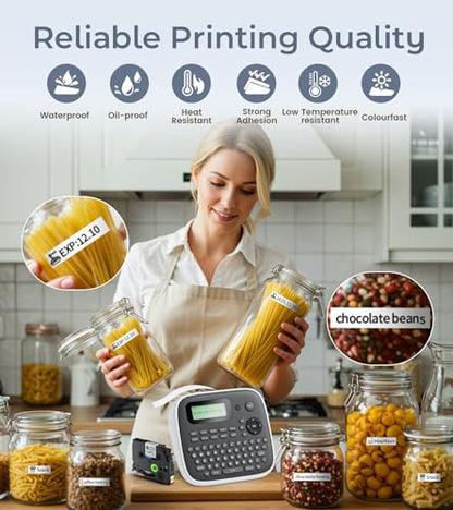 Label Maker Machine with Tape, Label Maker Waterproof Labels 12mm, D210s Laminated Labeler Machine, Multi Icons Borders & One-Touch Keys, Labelmaker for Home Use/School Office Supplies - color: Grey, style: label maker with 1 tape