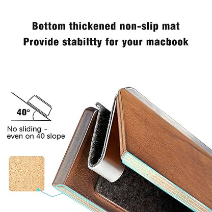 Vertical Laptop Stand for Desk, Wooden Laptop Holder Vertical for MacBook, HP, Samsung, Chrome Book and Other Laptops(Walnut) - color: Walnut-03