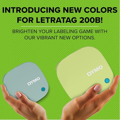 DYMO LetraTag 200B Bluetooth Label Maker, Compact Label Printer, Connects Through Bluetooth Wireless Technology to iOS and Android, Includes 1 White Paper Label Tape, Pistachio Yellow - style: Pistachio Yellow Starter Kit