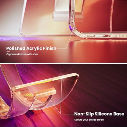 Acrylic Vertical Laptop Stand for Desk,Acrylic Invisible Desktop Notebook Dock,Vertical Laptop Holder Space-Saving Organizer for All MacBook, Surface, Samsung, HP, Dell-Pink… - color: Pink