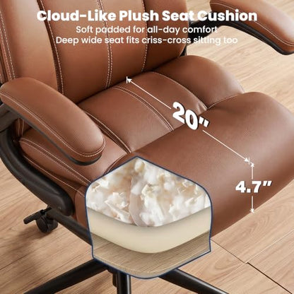 Ergonomic Office Chair, High Back Leather Executive Desk Chair - color: Brown