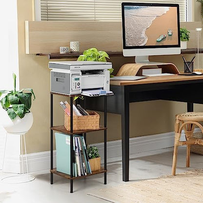 BTY 3 Tier Tall End Table Telephone Table Tall Side Table, 30" H Small End Table with Storage Shelves, Tall Nightstand for Living Room, Bedroom, Home Office,3 Tier Slim Table, Tall Side Table - color: Brown