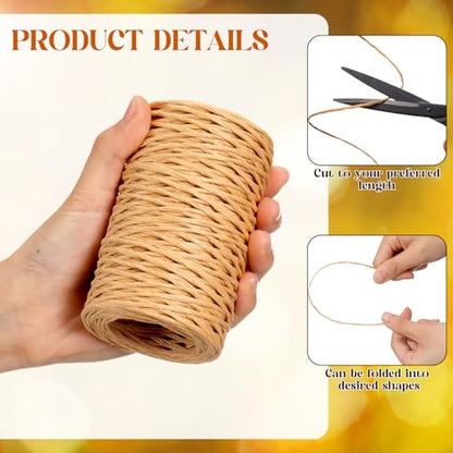 Threlaco 3 Roll 164 Feet Floral Vine Bind Wire, Light Brown - color: Light Brown