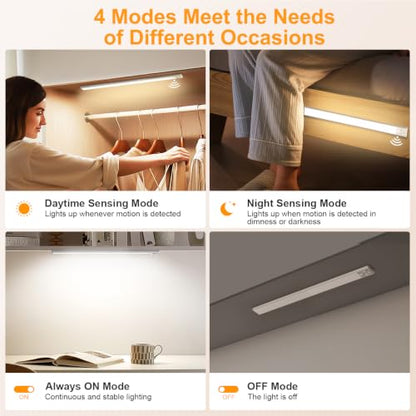 Gritin 14.7inch Under Cabinet Lighting Rechargeable 2 Pack - color: Silver, size: 14.7 inch