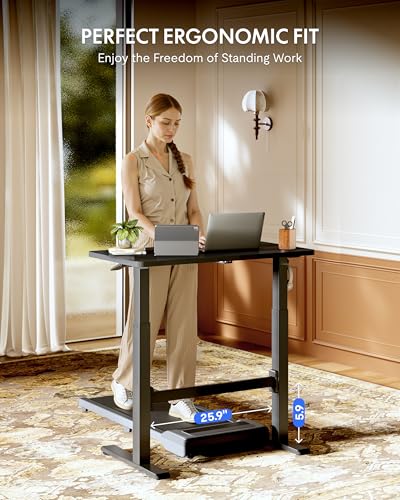 FLEXISPOT H7 Plus Mobile Standing Desk, Pneumatic Adjustable,One-Piece 40" - color: Black, size: 40"