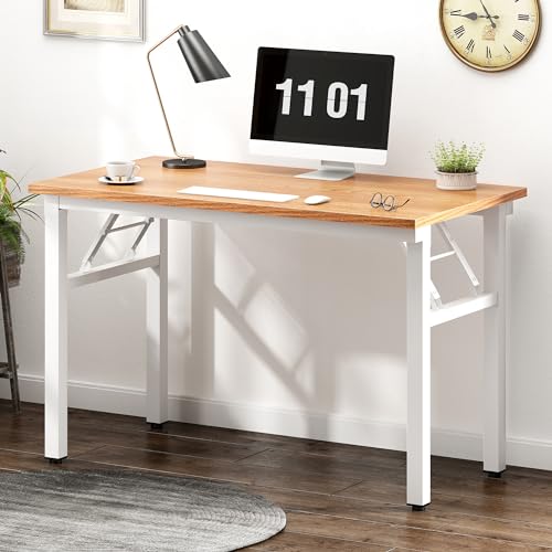 Need Small Folding Computer Desk, 39.4 Inch Writing Table, Teak & White - color: Teak & White, size: 39.4 inches
