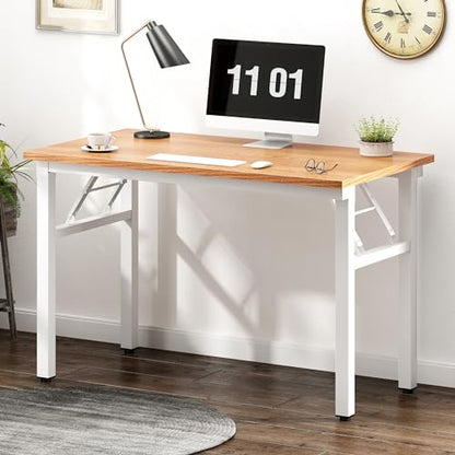 Need Small Folding Computer Desk, 39.4 Inch Writing Table, Teak & White - color: Teak & White, size: 39.4 inches