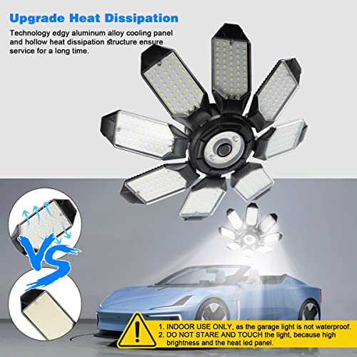 Garage Lights - Ultra Brighter 40,000LM Garage LED 6500K Daylight | E26/E27 Screw in Garage Bulbs w/ 8 Deformable Panels Compatible for Workshop Basement Attic Utility Laundry Storage - 2Pack - size: 200W - 2Pack