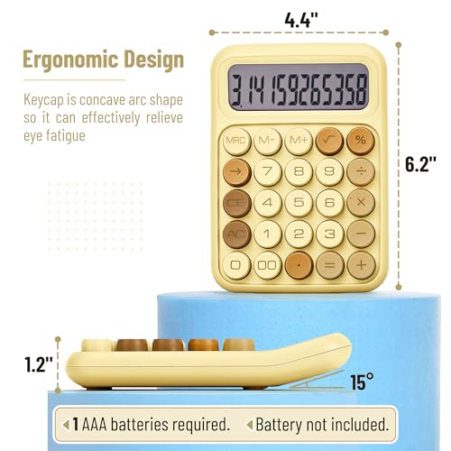 Mr. Pen- Mechanical Switch Calculator, 12 Digit Large LCD Display | Beach Sand with Big Buttons, Mechanical Switch Calculator for Home, School, Office - color: Cool Brown