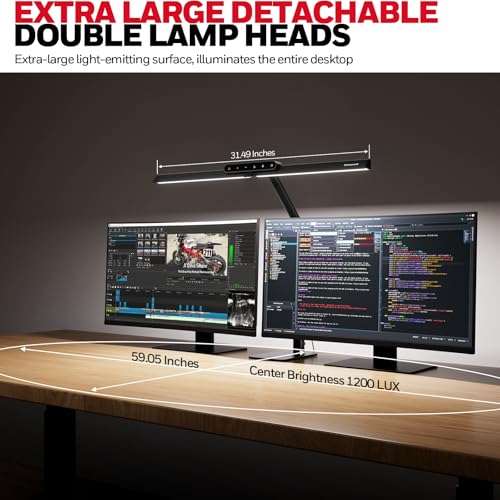 Honeywell HJ1BK Eye-Caring 1200LM LED Architect Desk Lamp for Home Office | CRI≥97, Flicker-Free, 4 Color Temps, Task Desk Light with Base for Computer, Study, Black - style: Black Base