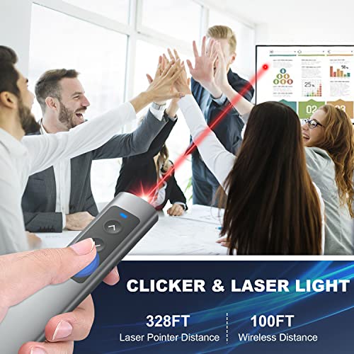 Metal Presentation Clicker for PowerPoint with 2‑in‑1 USB/Type C Receiver - style: Metal Rechargeable 01 Red Light
