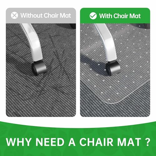 100pointONE Office Chair Mat for Carpet- 36" x 48" Studded Desk Chair Mat for Low Pile Carpeted Floors, Plastic Floor Mat for Office Chair Over Carpet - color: Low-pile Carpets, size: 36" x 48" Rectangular
