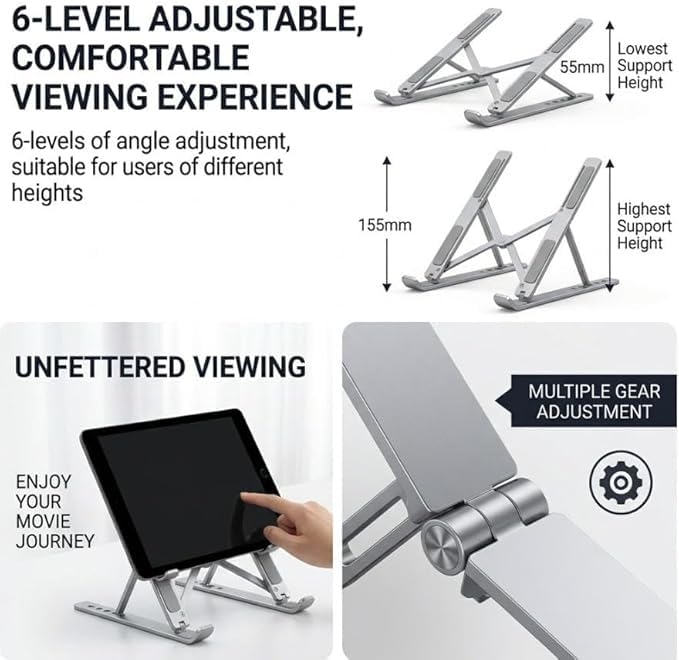 16 Inches Aluminum Alloy Laptop Stand with Fan, Height Increasing Heat Dissipation Computer Stand, Multi-Angle Adjustment