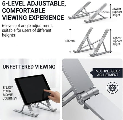 16 Inches Aluminum Alloy Laptop Stand with Fan, Height Increasing Heat Dissipation Computer Stand, Multi-Angle Adjustment