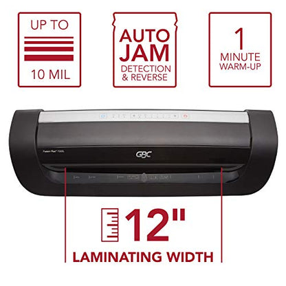 GBC Thermal Laminator Machine, Fusion 7000L, 12 Inch, 1 Min Warm-Up, 3-10 Mil, with 50 EZUse Laminating Pouches (1703098F) - style: 7000L