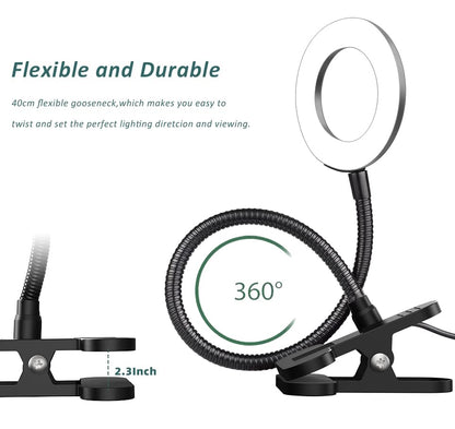LED Desk Lamp with Clamp, 3 Color Modes, 10 Brightness | Eye-Caring Reading Light, Flexible Gooseneck, USB Powered, Dimmable, Clip On Design