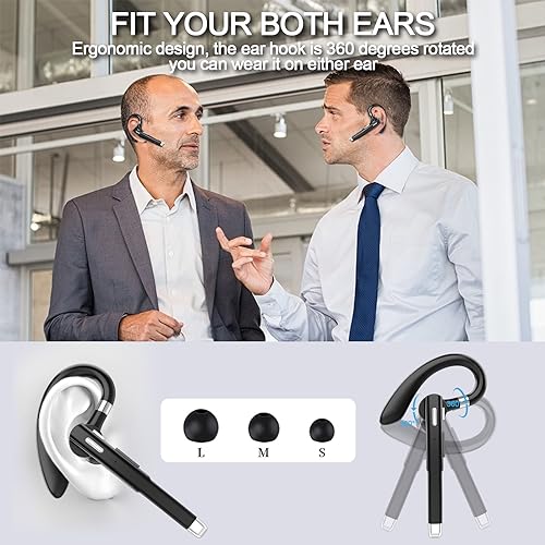 Bluetooth Headset,Wireless Bluetooth Earpiece with 400mAh Charging Case