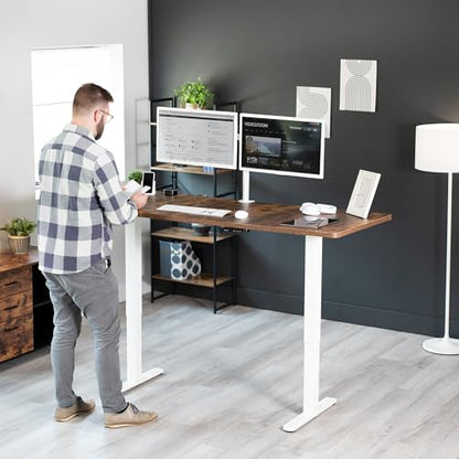 VIVO Electric Dual Motor Standing Desk Frame for 41 to 82 inch Table Tops, Frame Only, Ergonomic Standing Height Adjustable Base with Push Button Memory Controller, White, DESK-V122EW - color: White