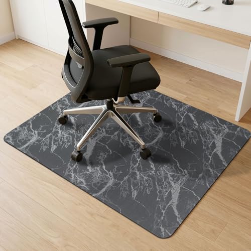 Vaukki Office Chair Mat for Hardwood, 36" x 48" Black Computer Floor Mat | PVC Plastic Desk Office Rug for Rolling Chairs, Non Slip Heavy Duty Marble Desk Floor Protector for Office - color: Black