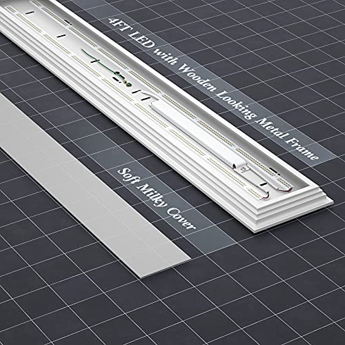 FAITHSAIL Dimmable 4FT LED Wraparound Light, 3 Color Temperature 3000K/4000K/5000K CCT 50W 5500LM 4 Foot Kitchen LED Light Fixture, Flush Mount 48 Inch Linear Ceiling Lighting Fixture, 1 Pack - size: 4 FT-1 Pack
