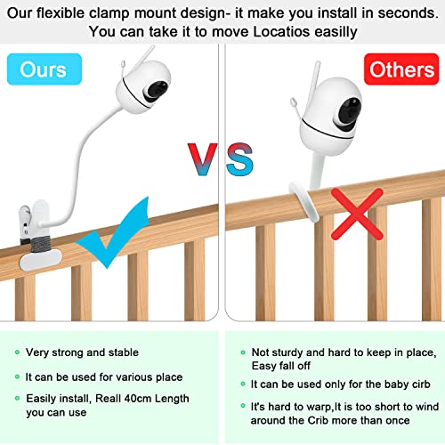 Baby Monitor Mount Compatible with HelloBaby HB6550/HB65/HB66/HB248,ANMEATE SM935E Baby Monitor Camera 15.7 inches Flexible Clip Clamp Mount Long Gooseneck Arm, Baby Monitors Holder Without Tools