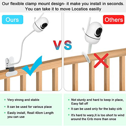 Baby Monitor Mount Compatible with HelloBaby HB6550/HB65/HB66/HB248,ANMEATE SM935E Baby Monitor Camera 15.7 inches Flexible Clip Clamp Mount Long Gooseneck Arm, Baby Monitors Holder Without Tools