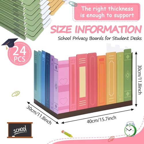 Honoson 24 Pcs Inspirational Privacy Folders for Students | Cardboard Desk Shields with Motivational Words, 6 Designs for Classroom Study, Tri-fold Exam Dividers, Bulk Test Boards - style: Pastel Rainbow