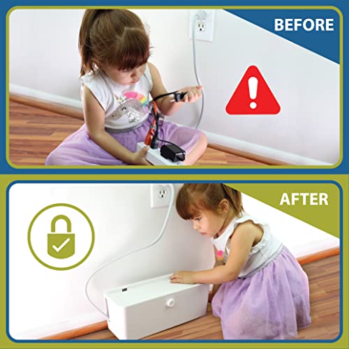 Power Strip Cover Box - Effectively Baby Proofs Power Strip with Patented Dual Lock. Convenient Side Openings for Cords & Cables. Protects Small Hands & Fingers - size: Power Strip Cover Box